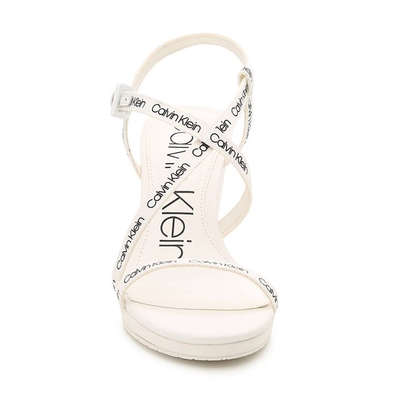 NIB Calvin Klein White Strappy Wedge Sandals 8.5 - Picture 2 of 5